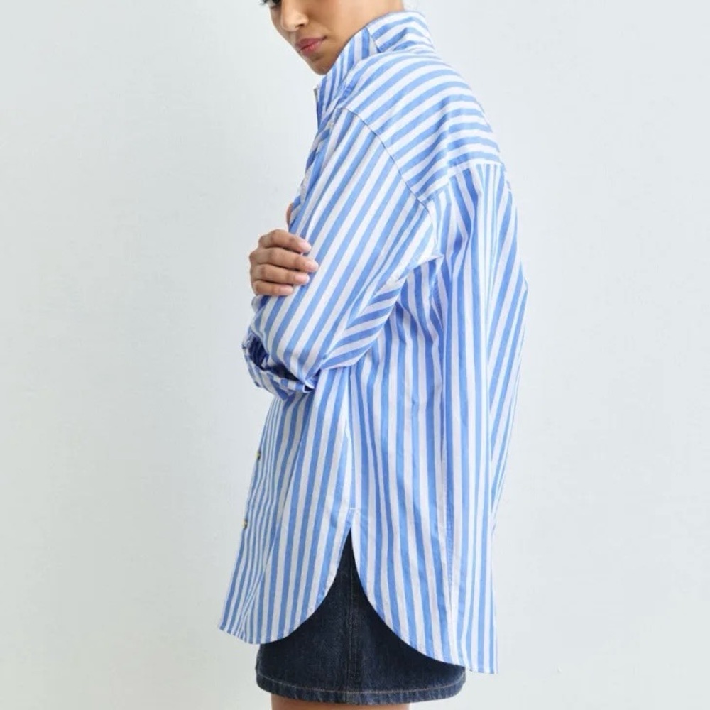 AYR The Tate Oxford Cloth Collared Long Sleeve Shirt in White Size Large - Picture 9 of 10